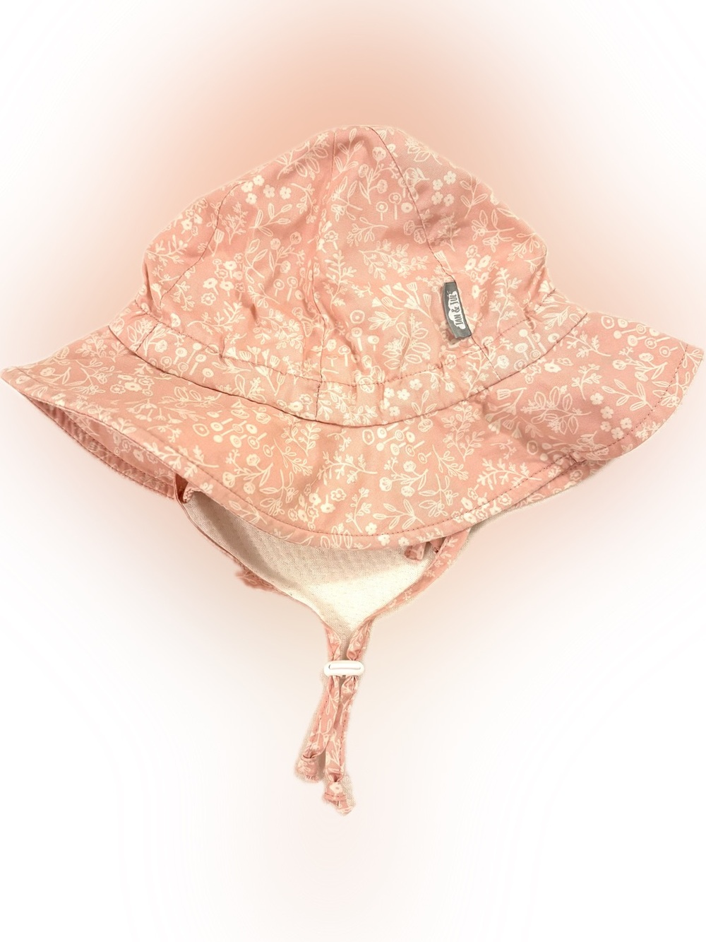 Jan and Jul pink floral toddler sun hat with chin strap breakaway safety clip
